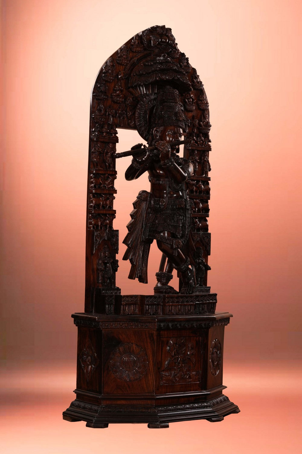 Image of Lord Krishna Statue in Rose Wood